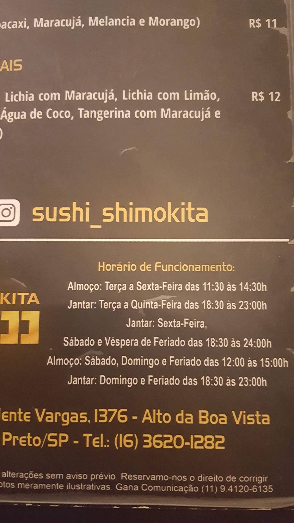 Sushi Shimokita cardápio