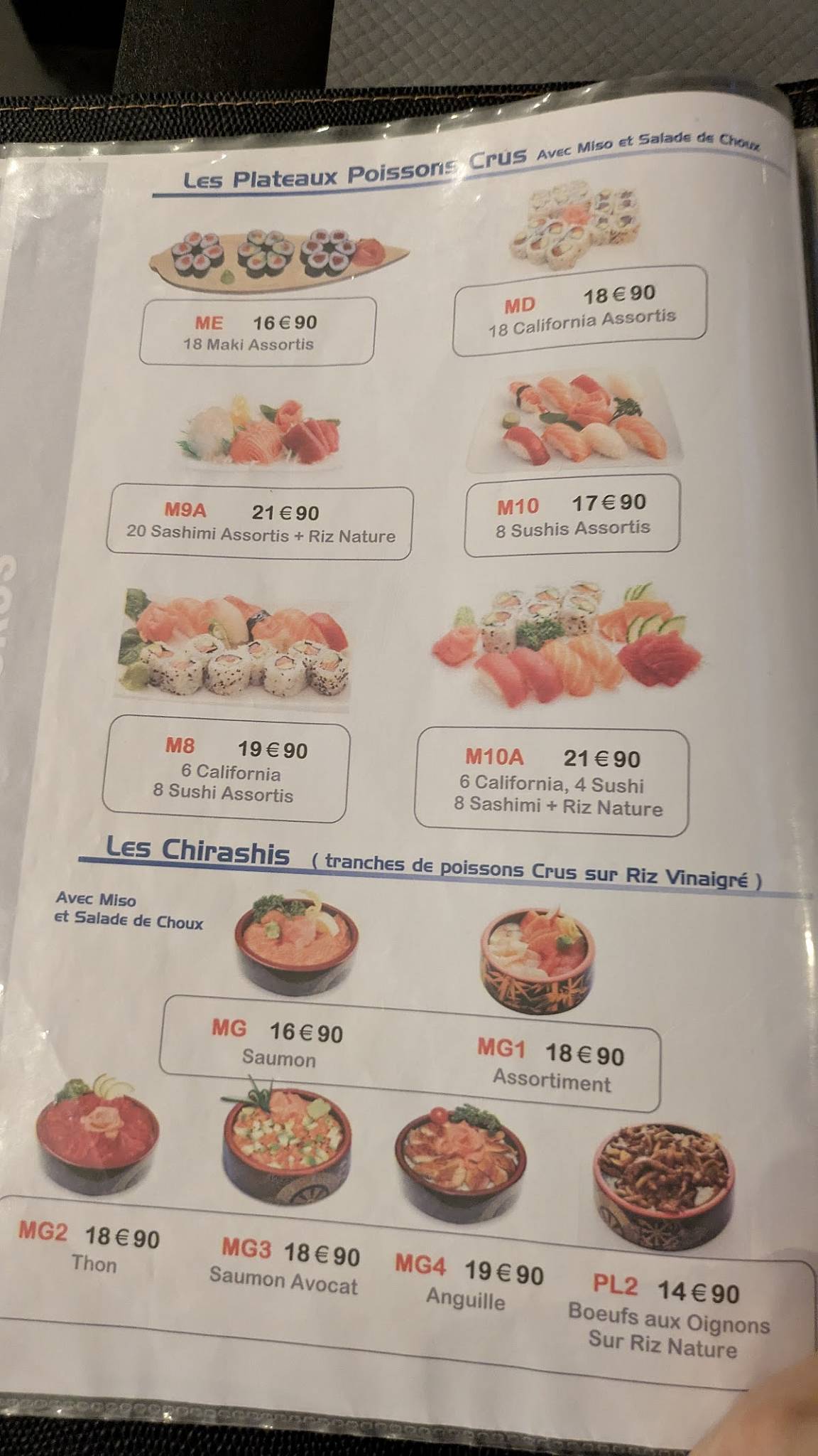 Menu de Sushia
