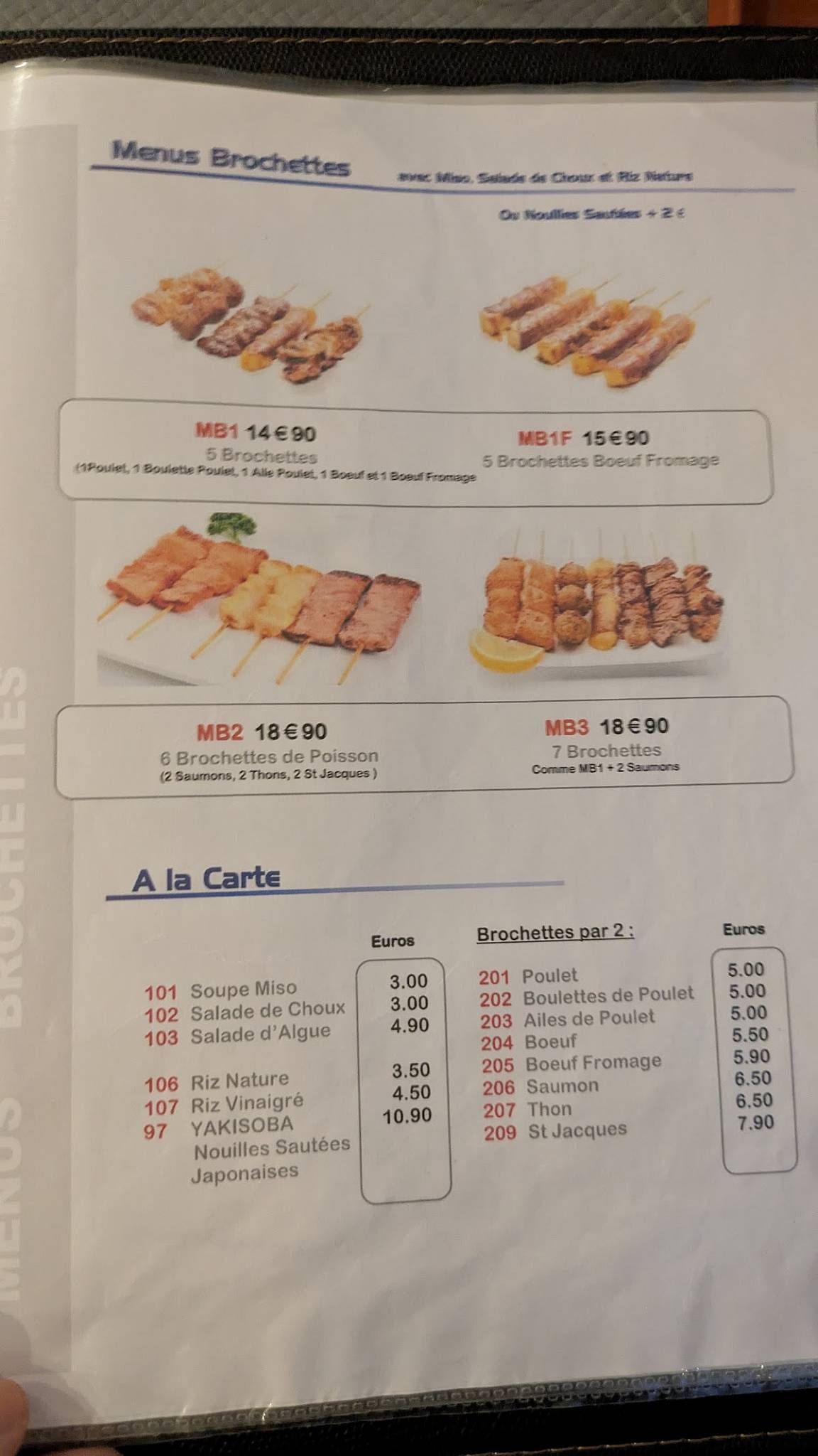 Menu de Sushia