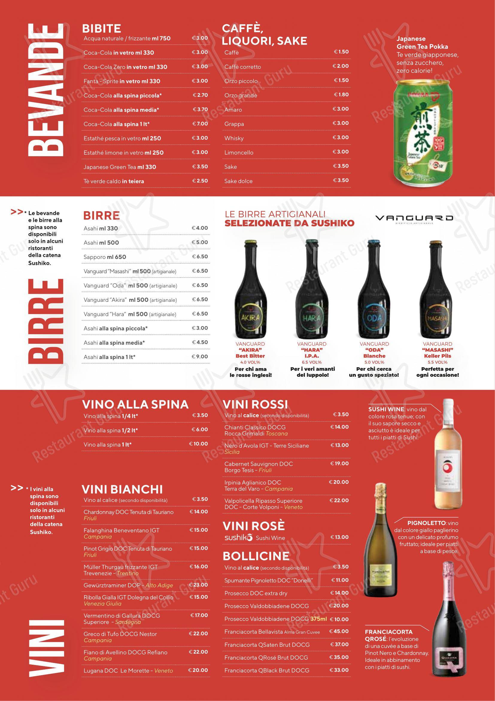 Menu bar per Sushiko Forlì in Forli