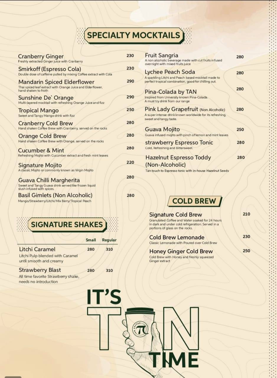 TAN COFFEE menu