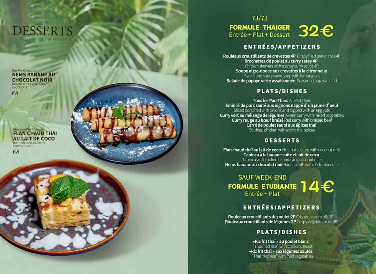 Menu de THAIGER