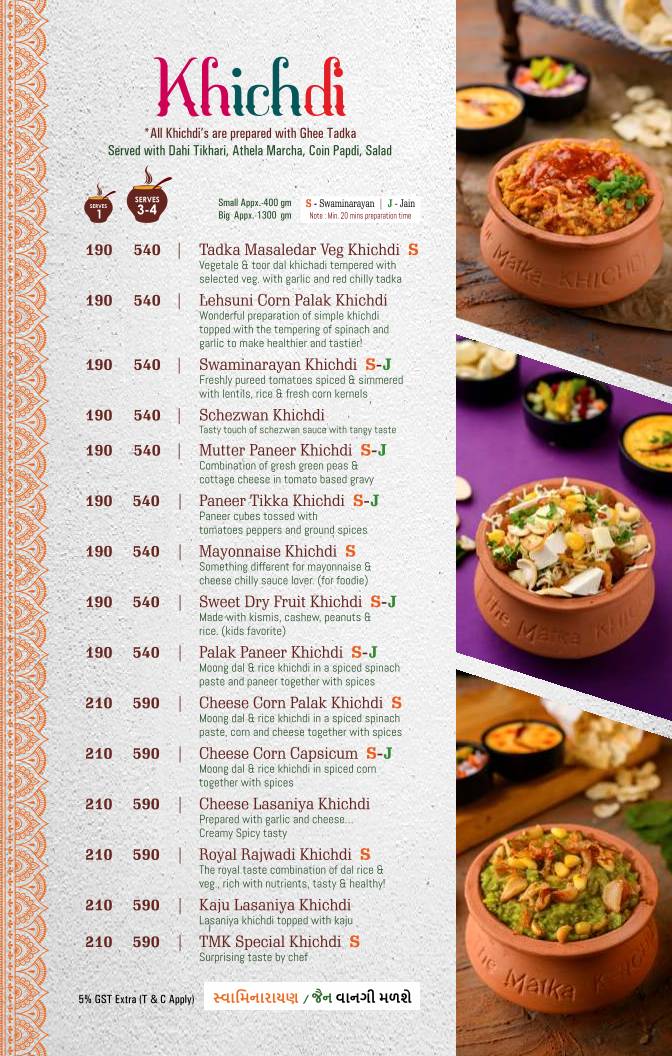 THE MATKA KHICHDI menu