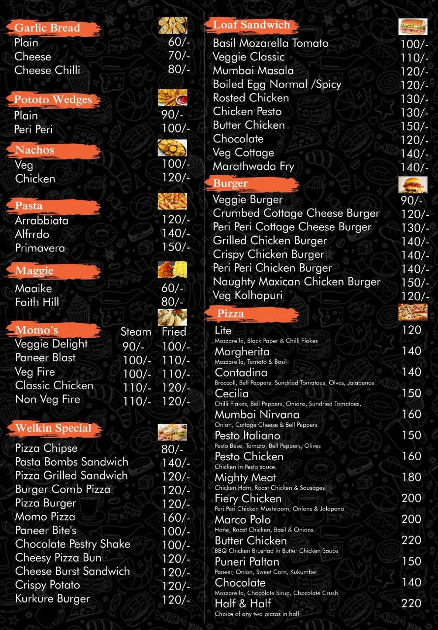 THE WELKIN CAFE menu