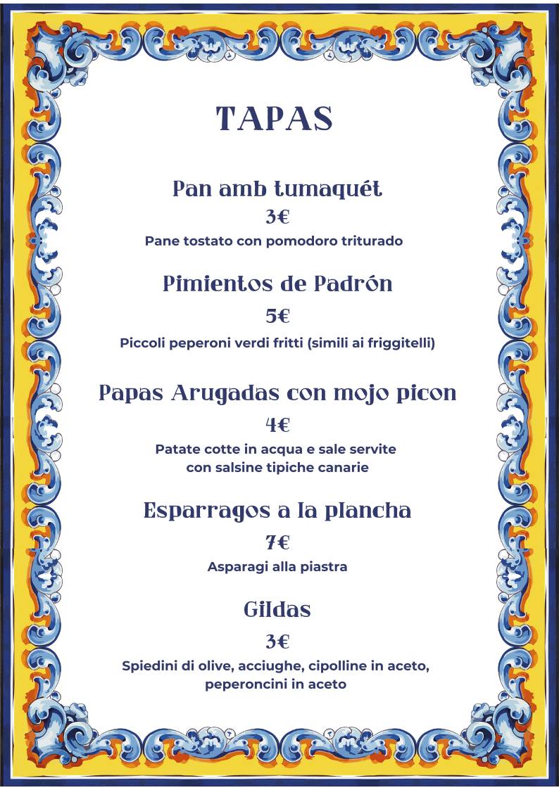 Menu di Taberna Española 