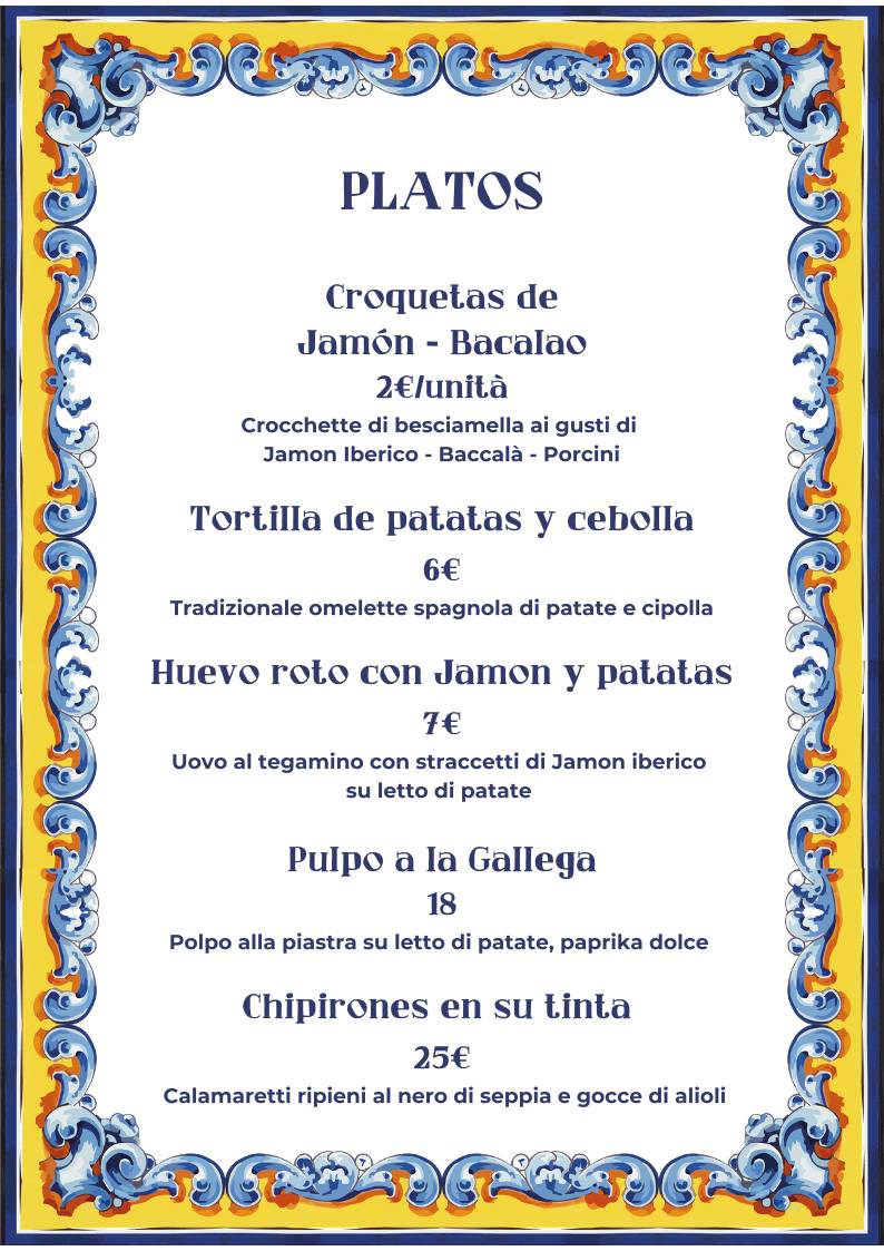 Menu di Taberna Española 