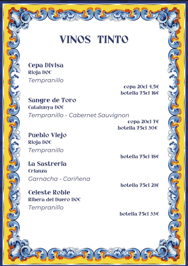 Menu di Taberna Española 