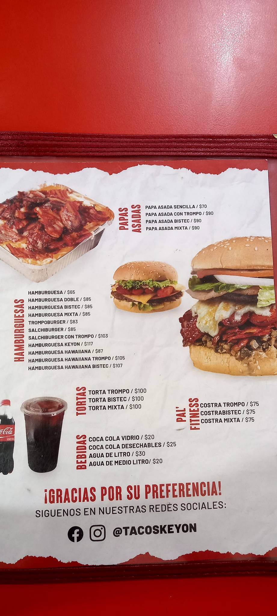 Carta del restaurante Tacos Keyon Bello Amanecer, Apodaca