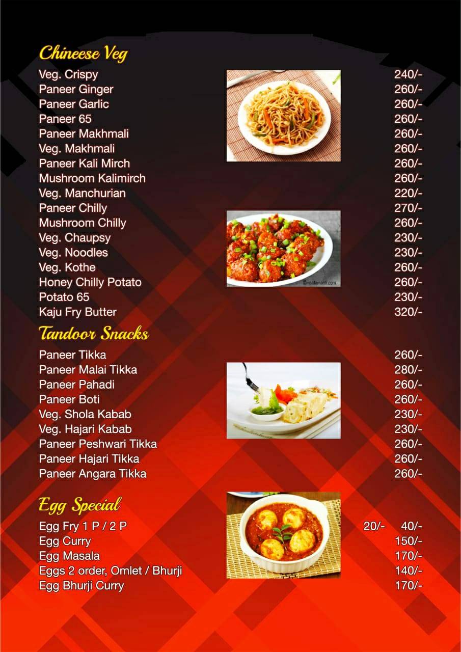 Tadka family restaurant menu