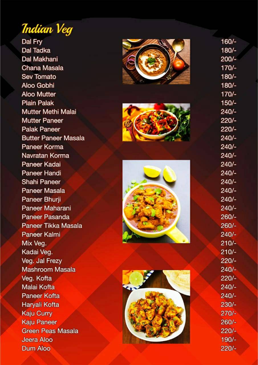 Tadka family restaurant menu
