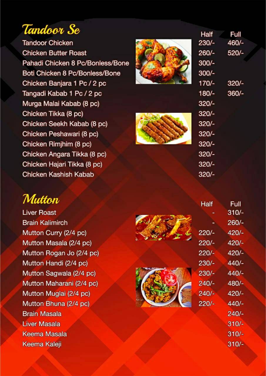 Tadka family restaurant menu