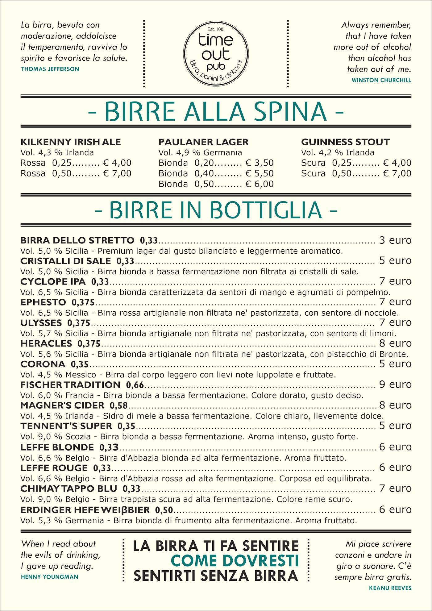Menu di Time Out Pub 