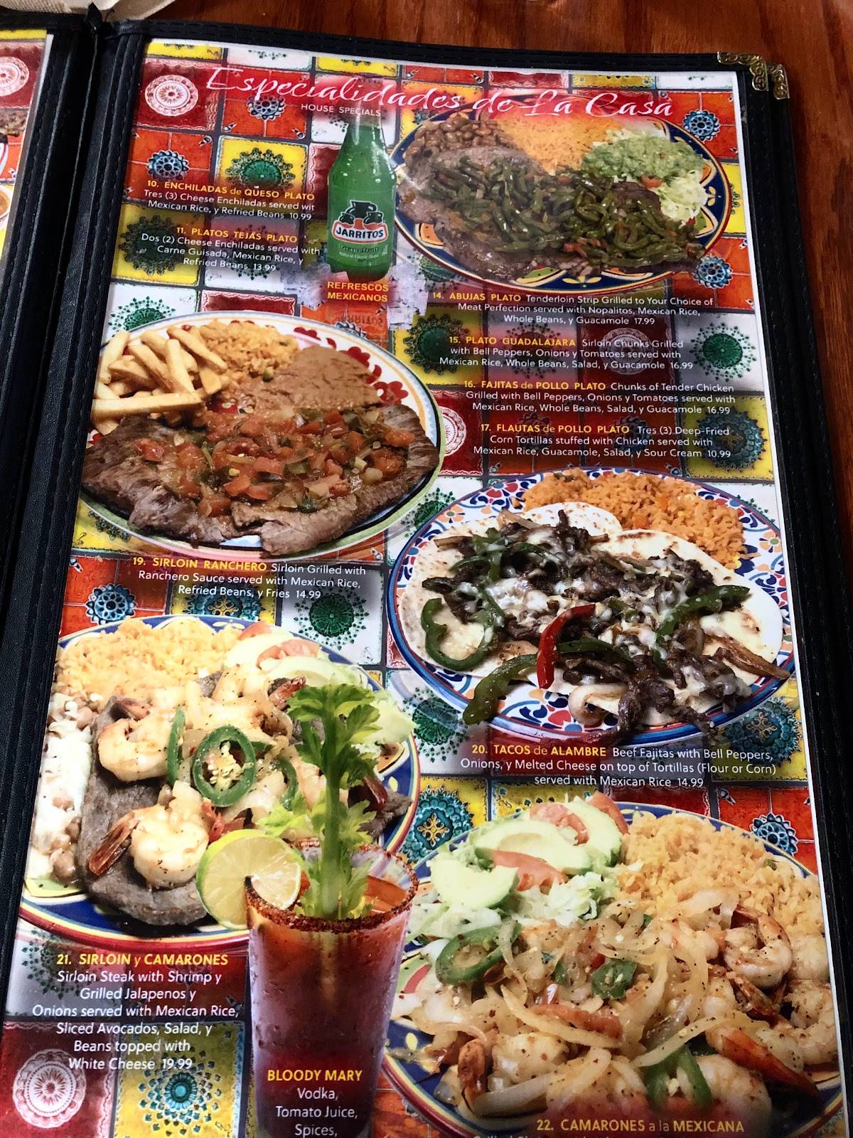 Menu at Taqueria Jalisco restaurant, Lubbock, Avenue Q