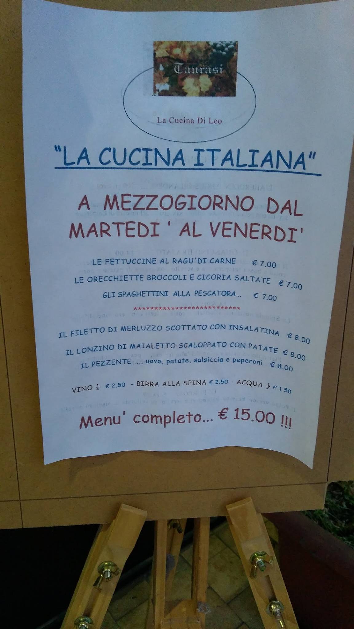 Menu di Taurasi 