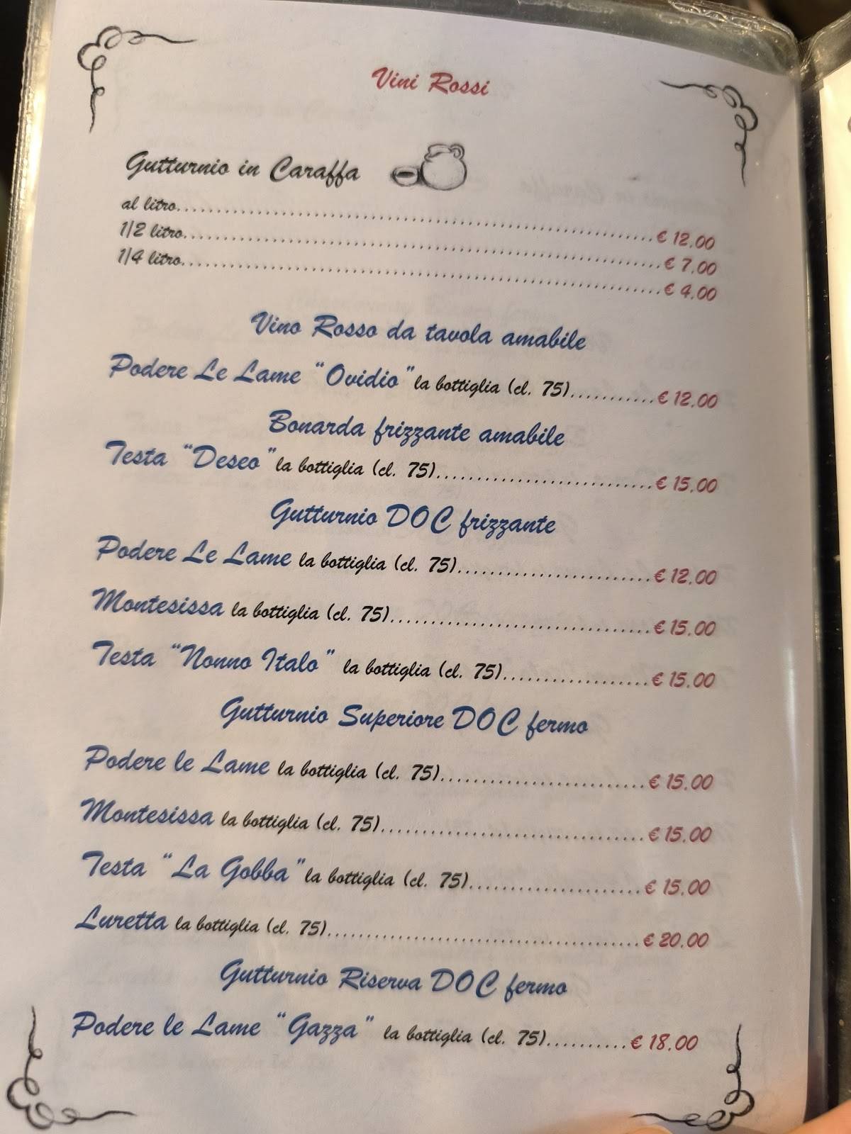 Menu di Taverna Al Castello 