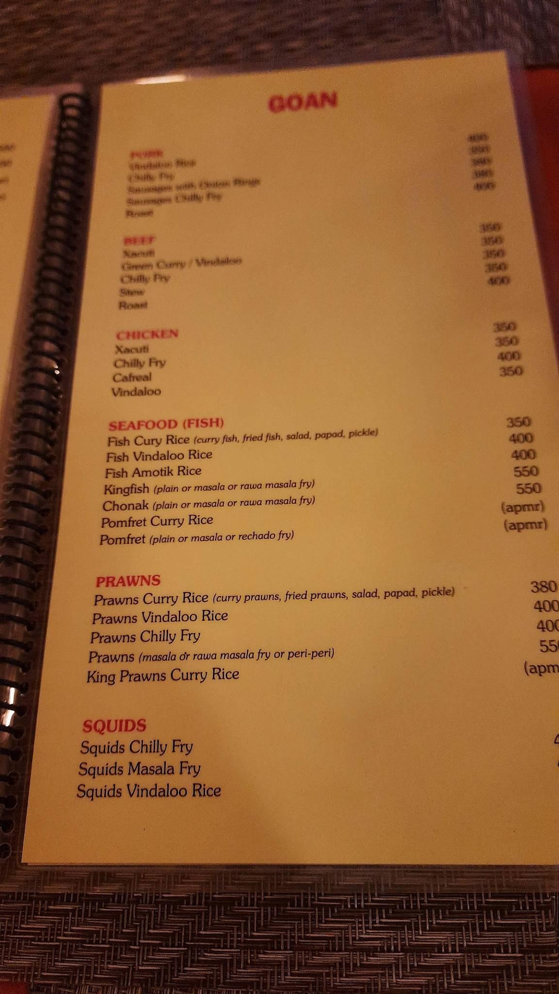 Teama menu
