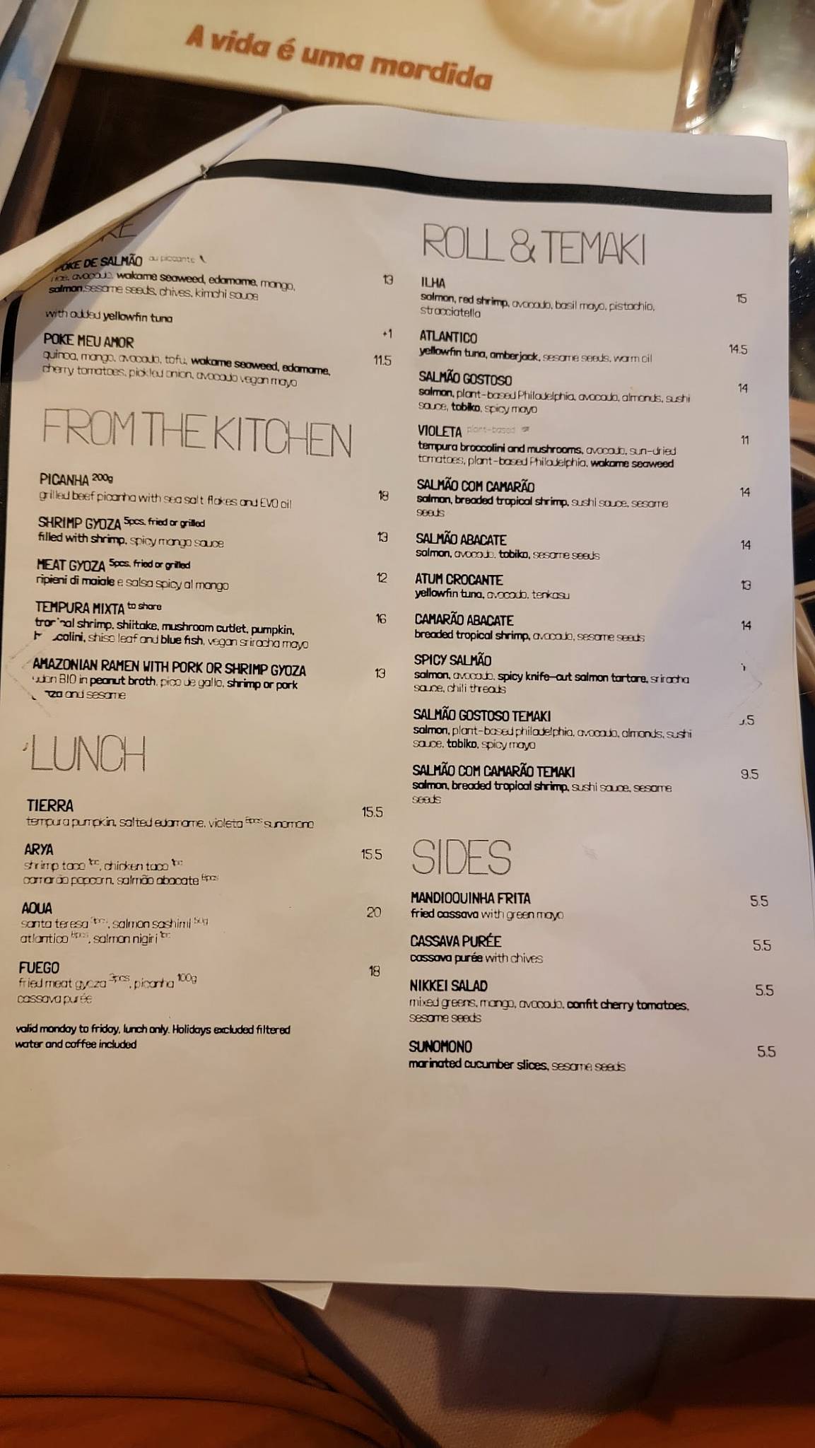 Menu di Temakinho 
