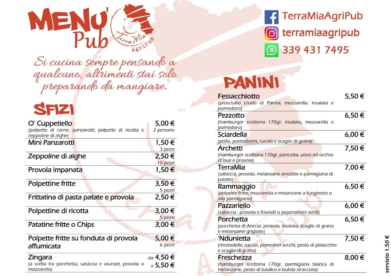 Menu di TerraMia AgriPub 