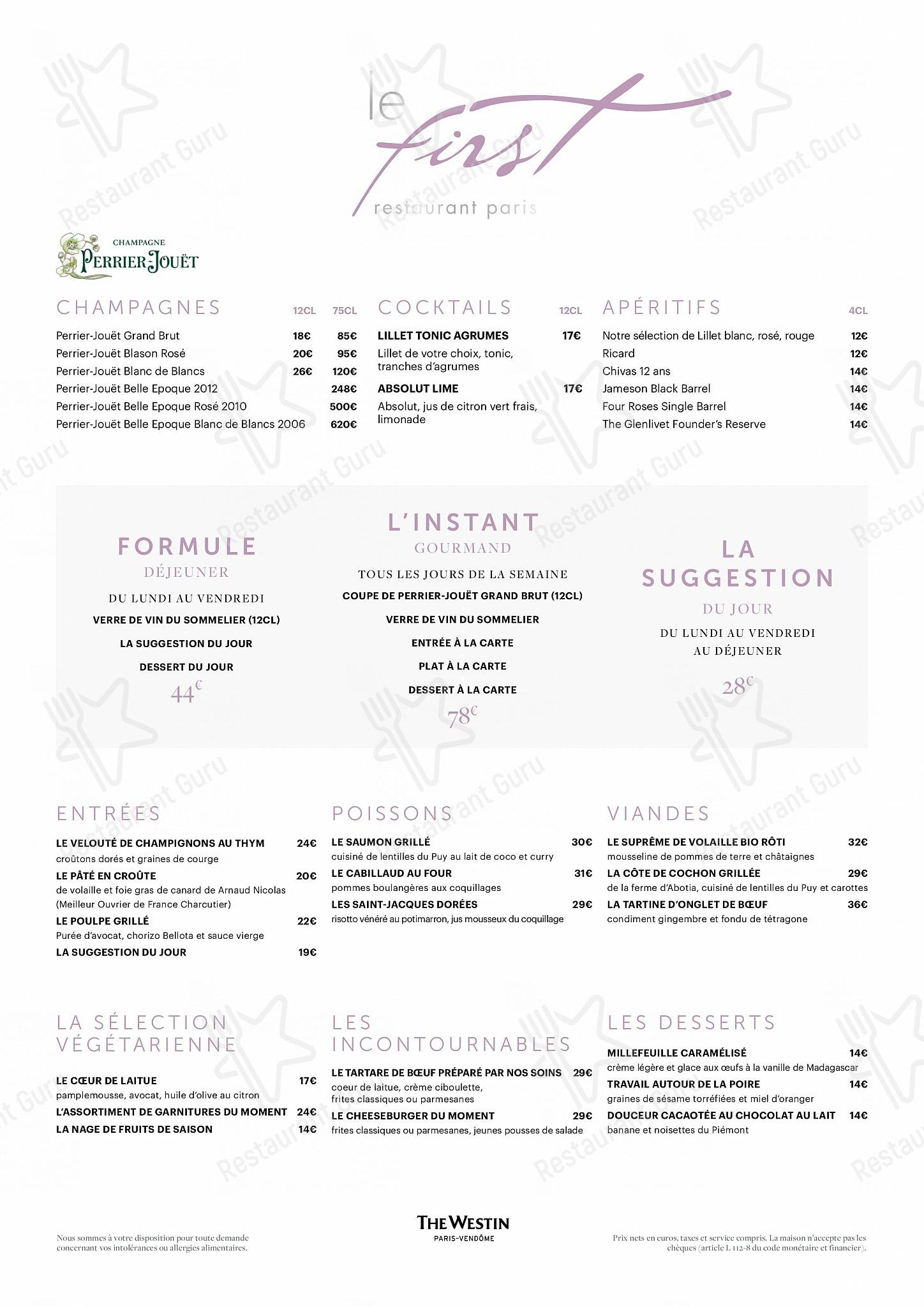 Terrasse Eugénie dans Paris - 菜单