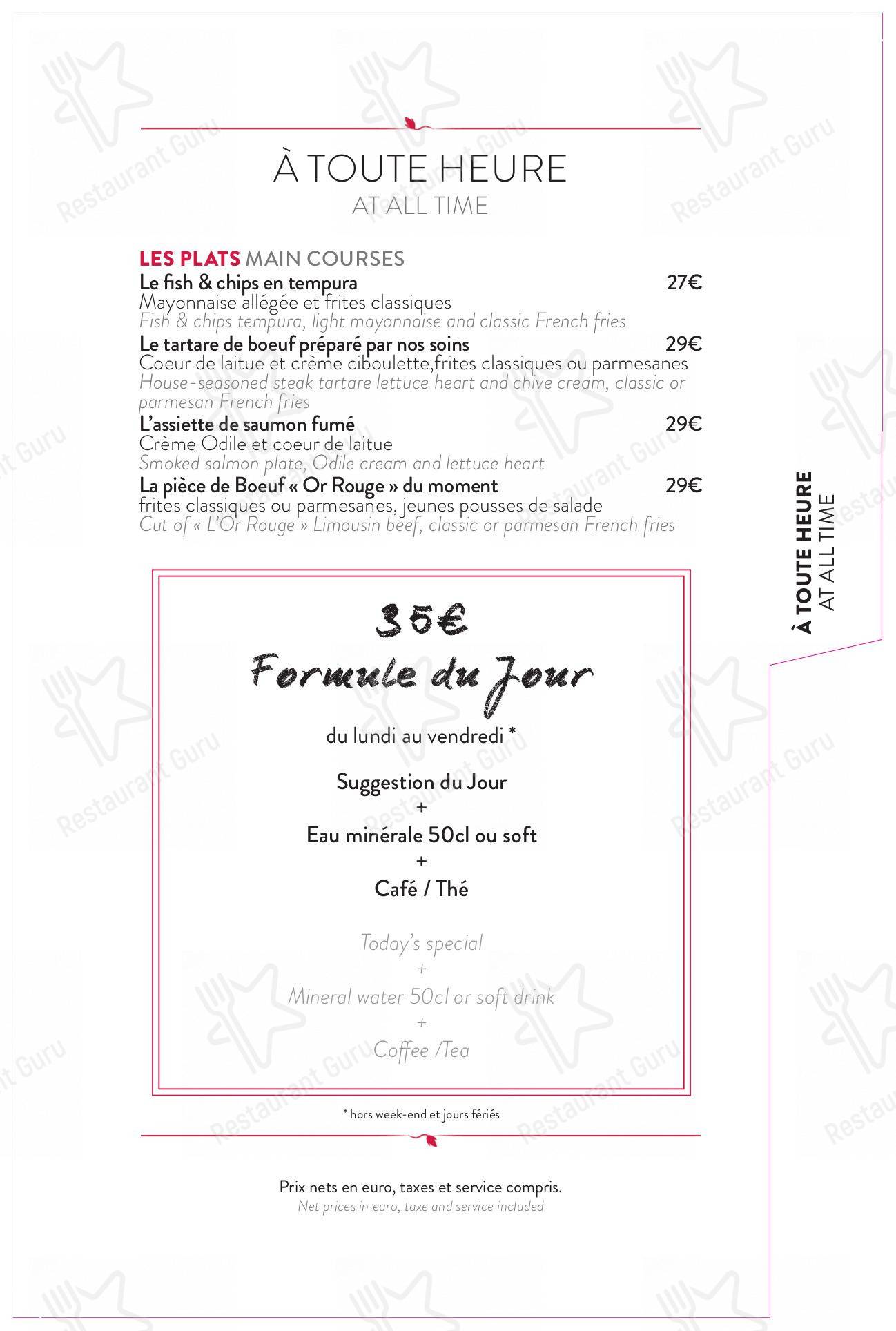 菜单 pour Terrasse Eugénie restaurant