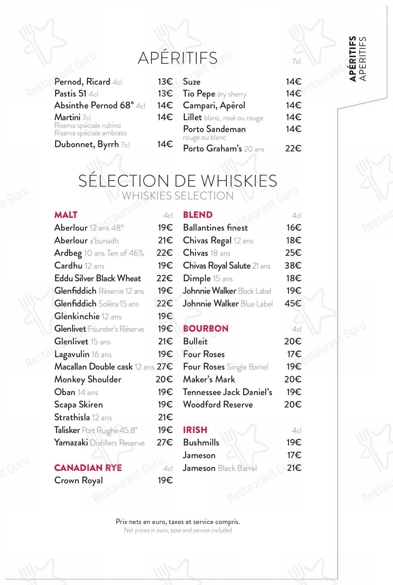 Menu pour Terrasse Eugénie - 菜单