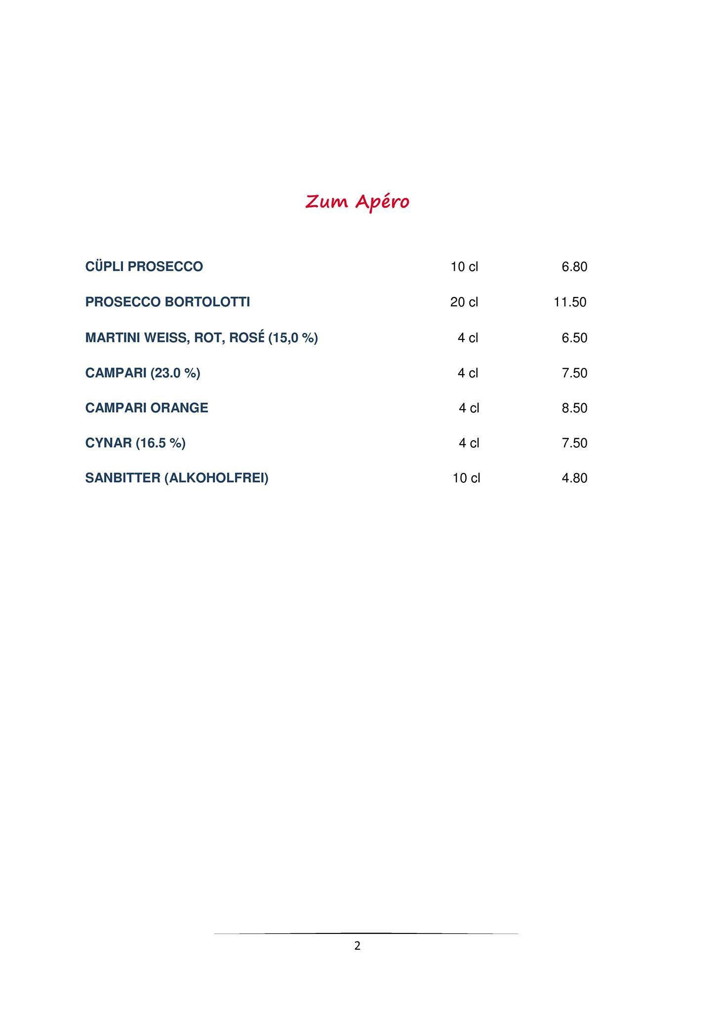 Menu di Testarossa 