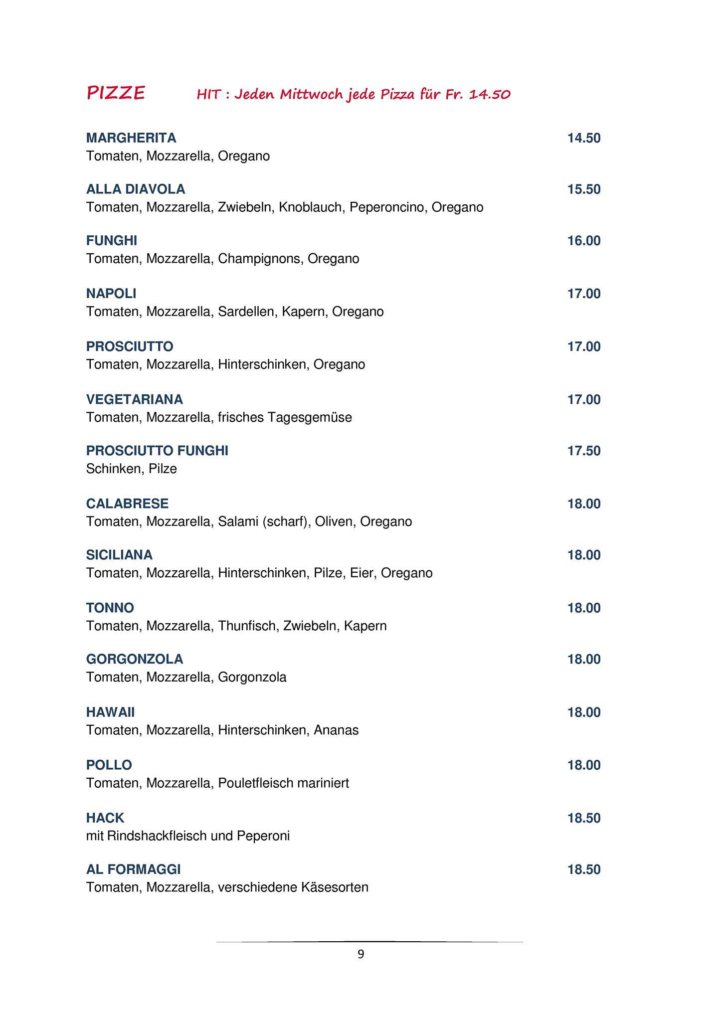 Menu di Testarossa 