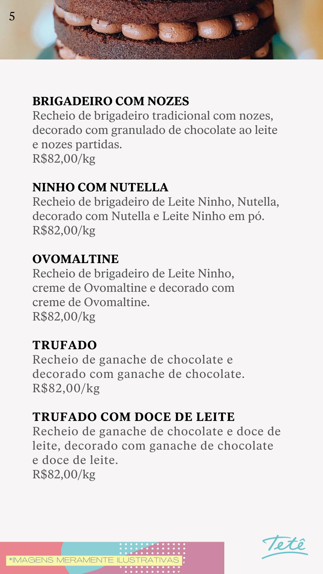 Tetê Confeitaria Villaggio Mall cardápio
