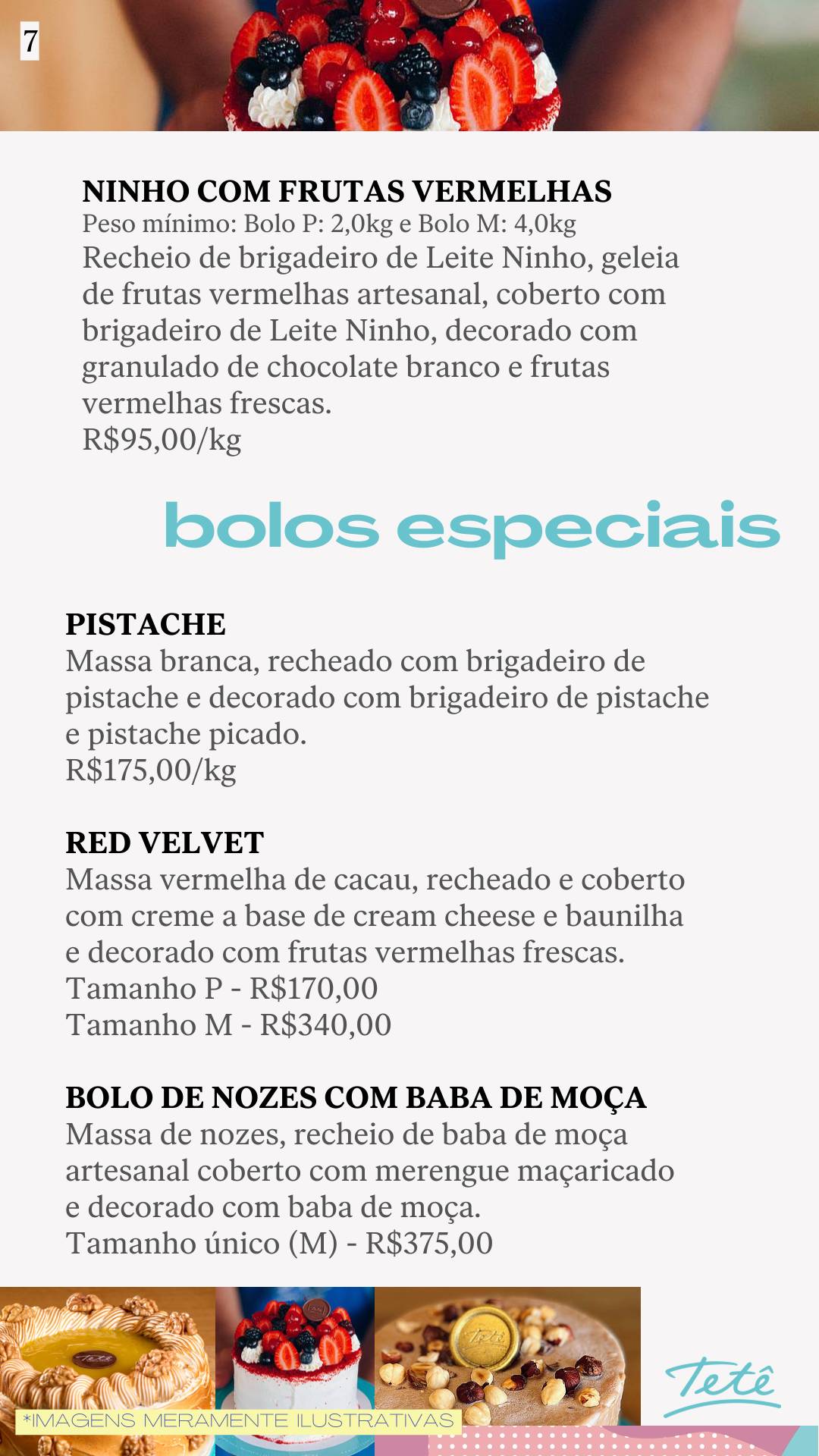 Tetê Confeitaria Villaggio Mall cardápio