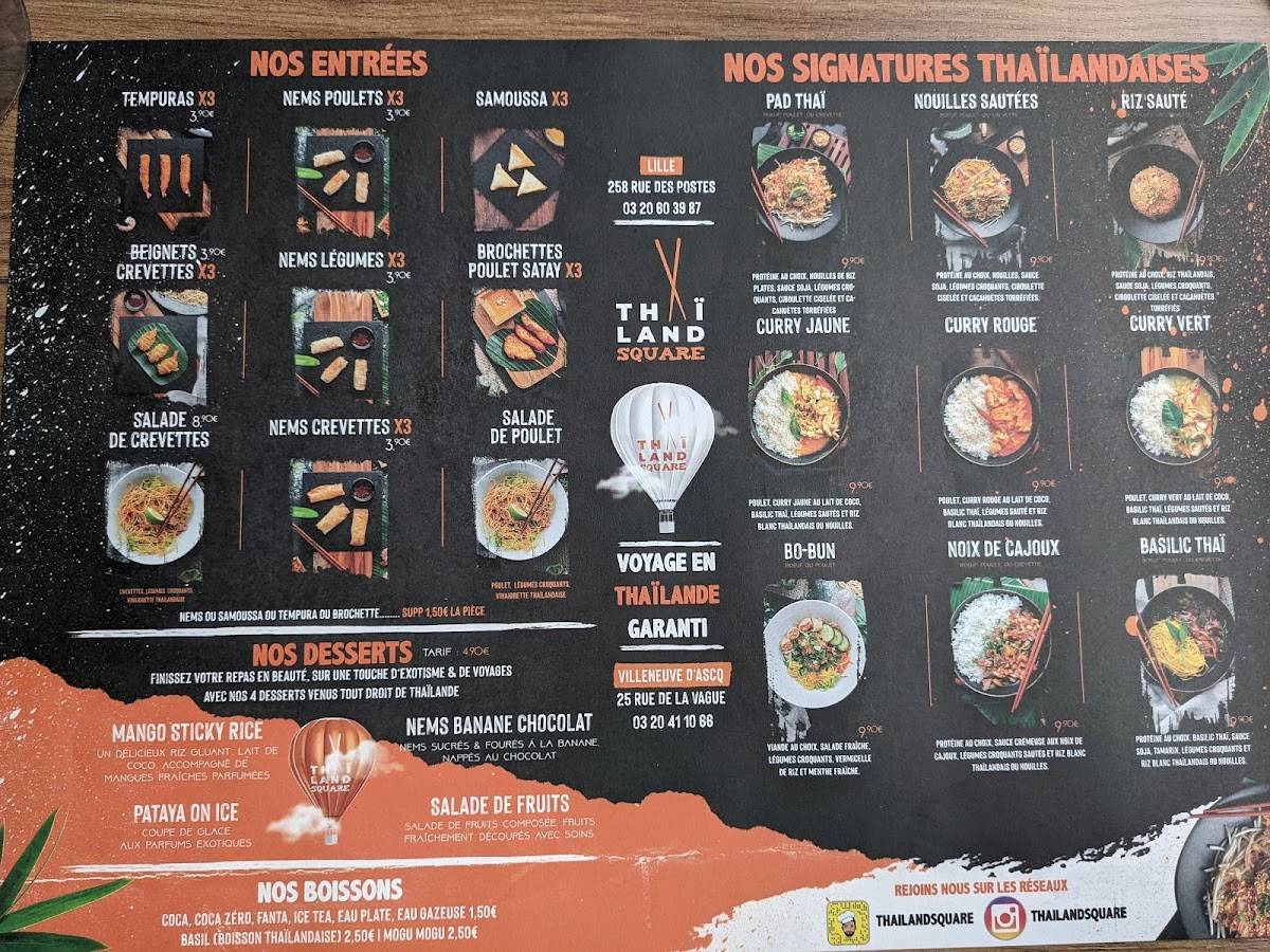 Carta del restaurante Thaï Land Square V2, Villeneuve-d'Ascq