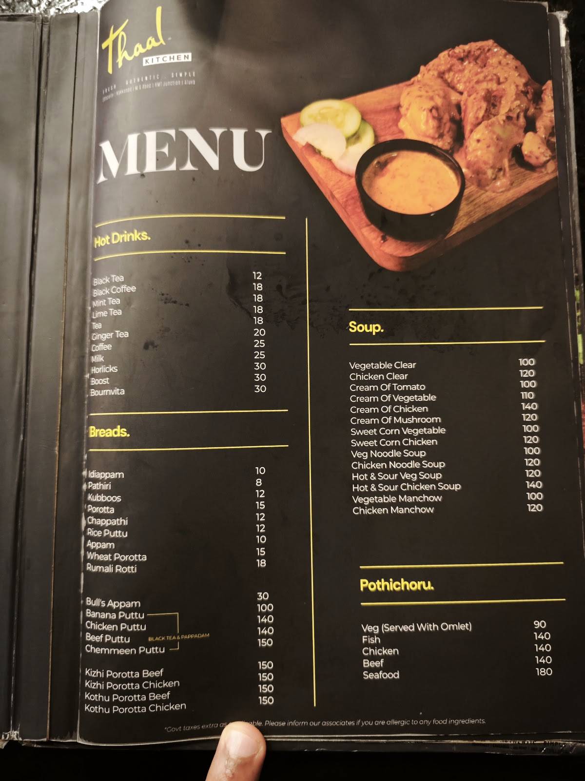 Thaal Kitchen menu