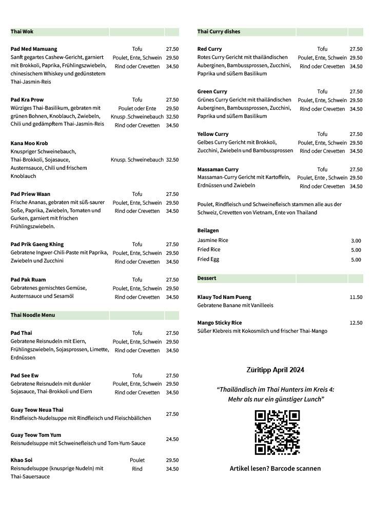 Menu di Thai Hunters Restaurant & Take Away 