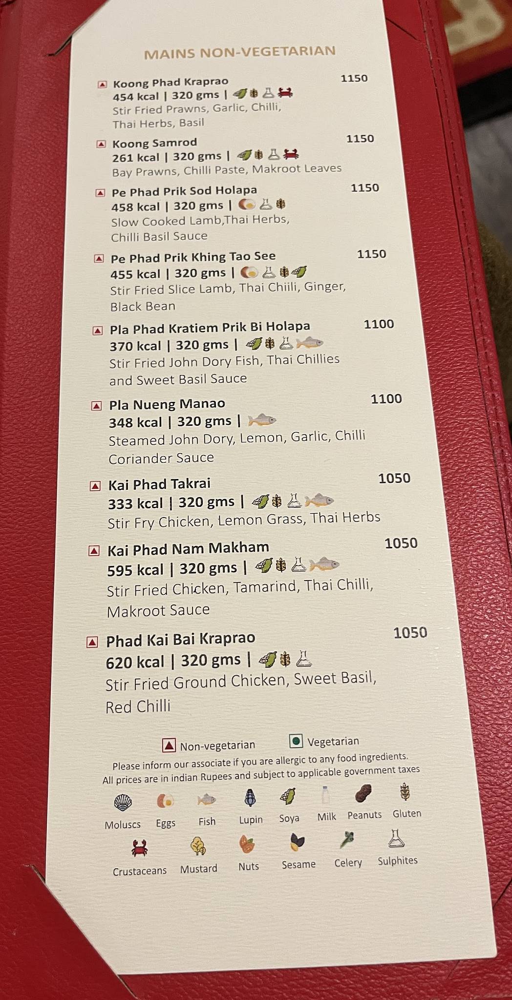 Thai Pavilion menu