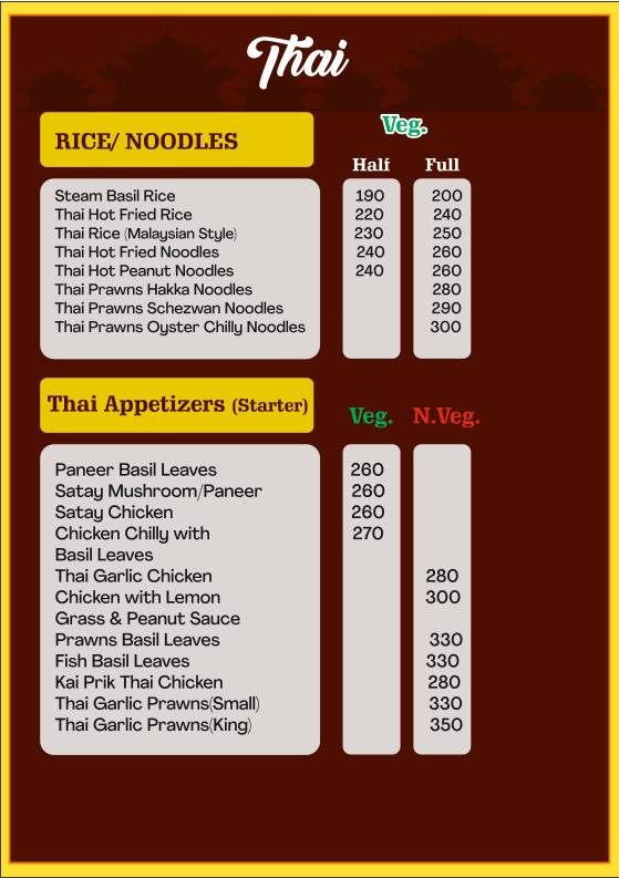 Desire Chinese Chinese Restaurant in Thane Thai Cuisine Restaurant Tandoor Biryani in Thane menu