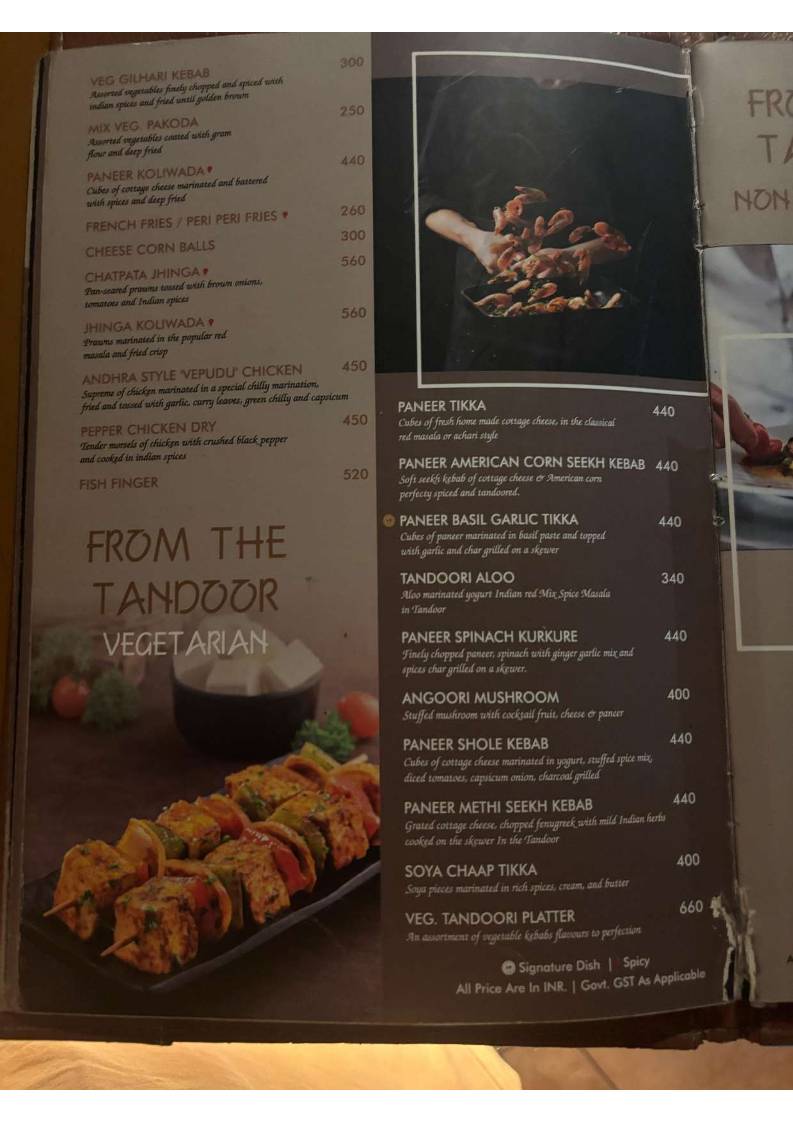 Sai Palace Hotel & Gardens menu