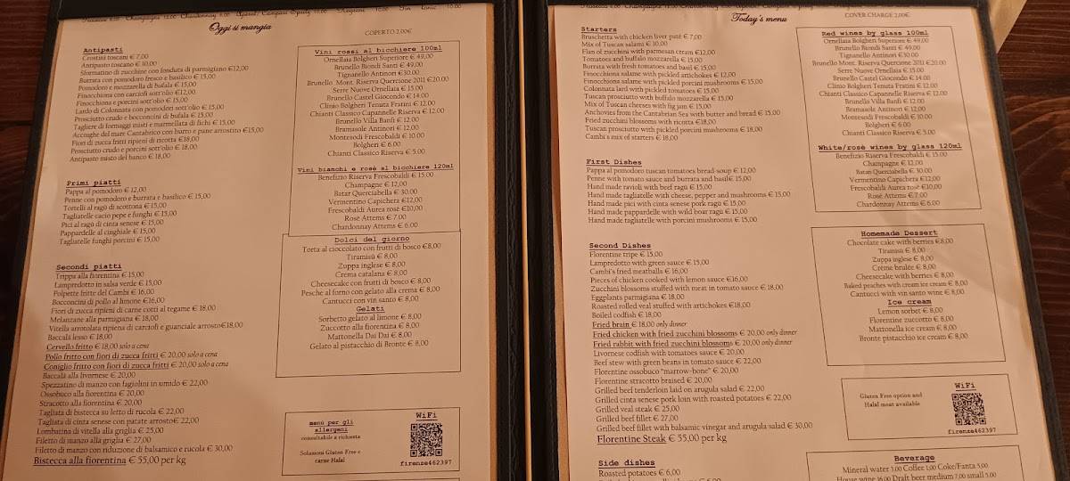 Menu di Antico Ristoro di Cambi 