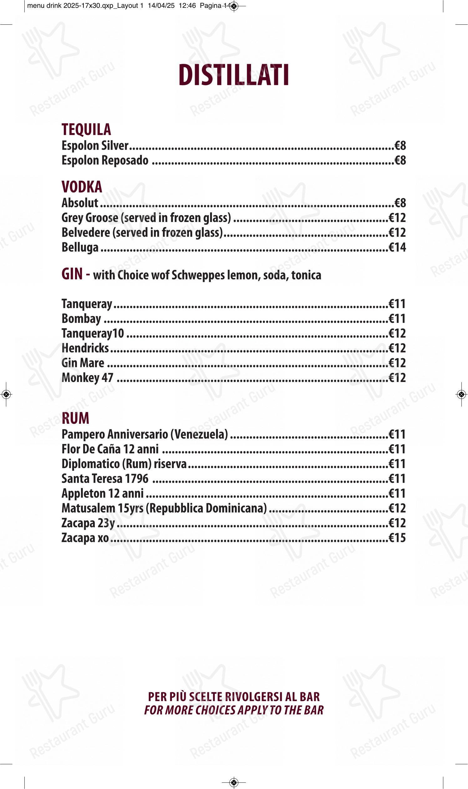 The Bramble Bar & Kitchen in Roma - Menu bar