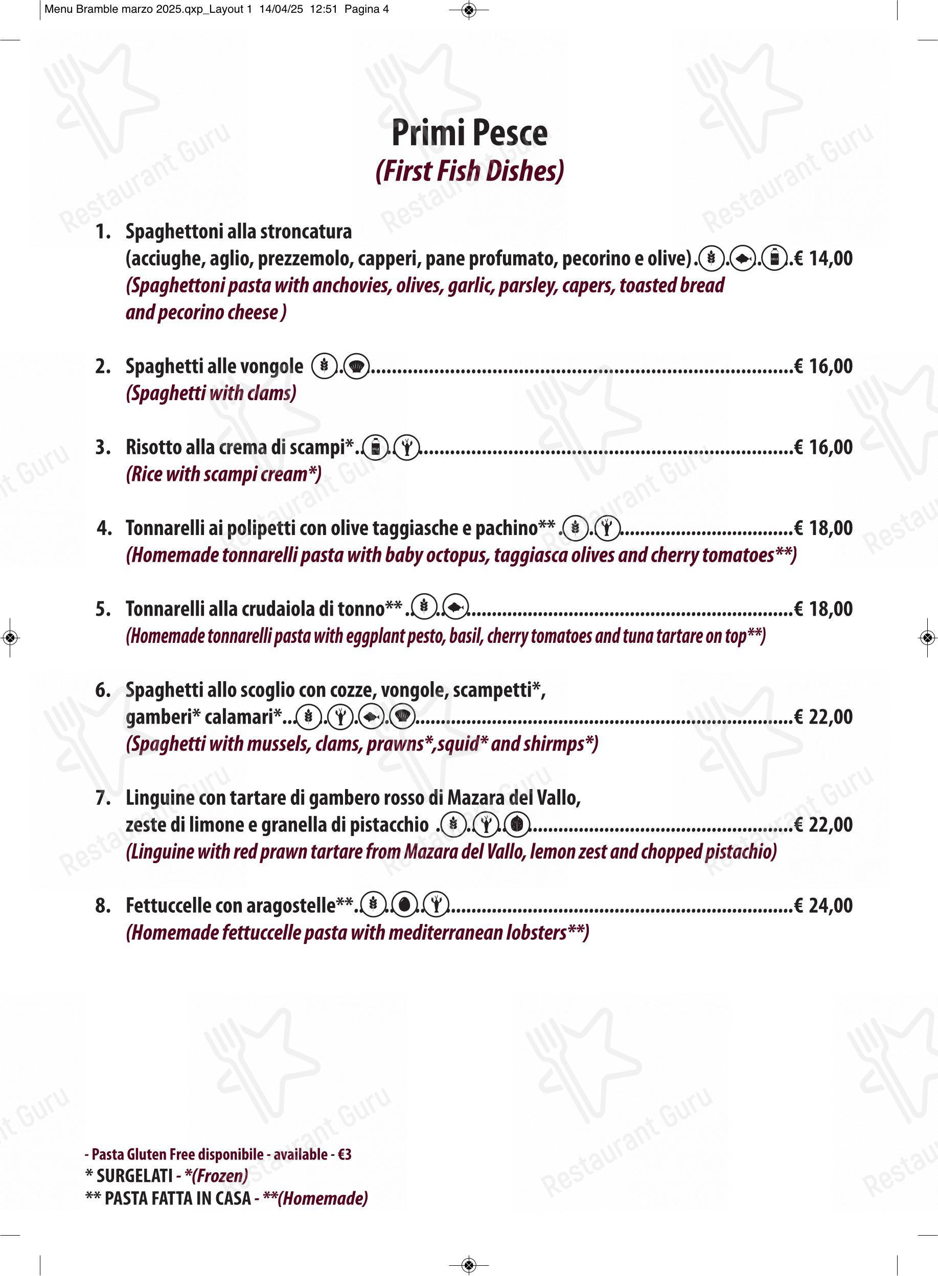 Menu per The Bramble Bar & Kitchen in Roma