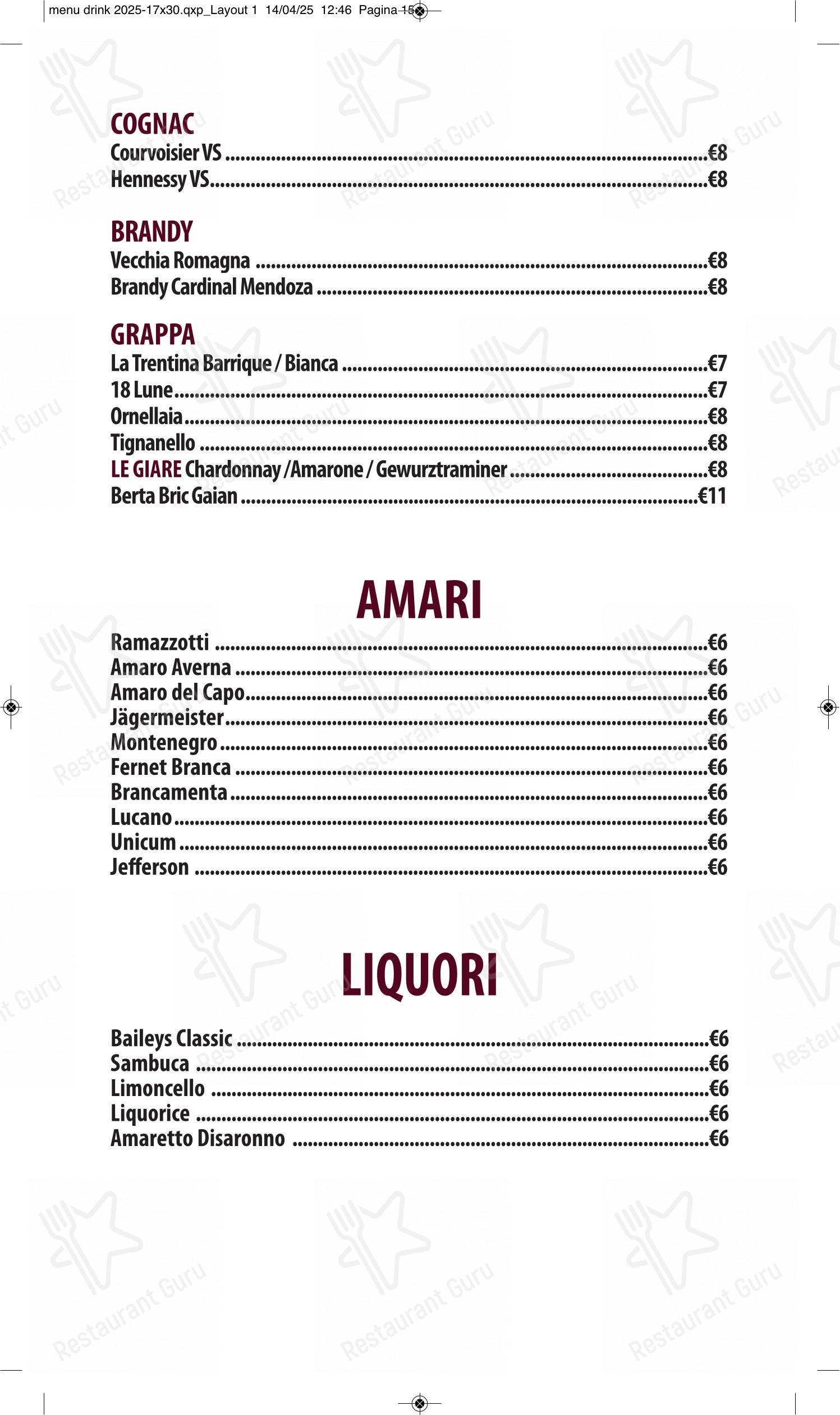 The Bramble Bar & Kitchen in Roma - Menu bar