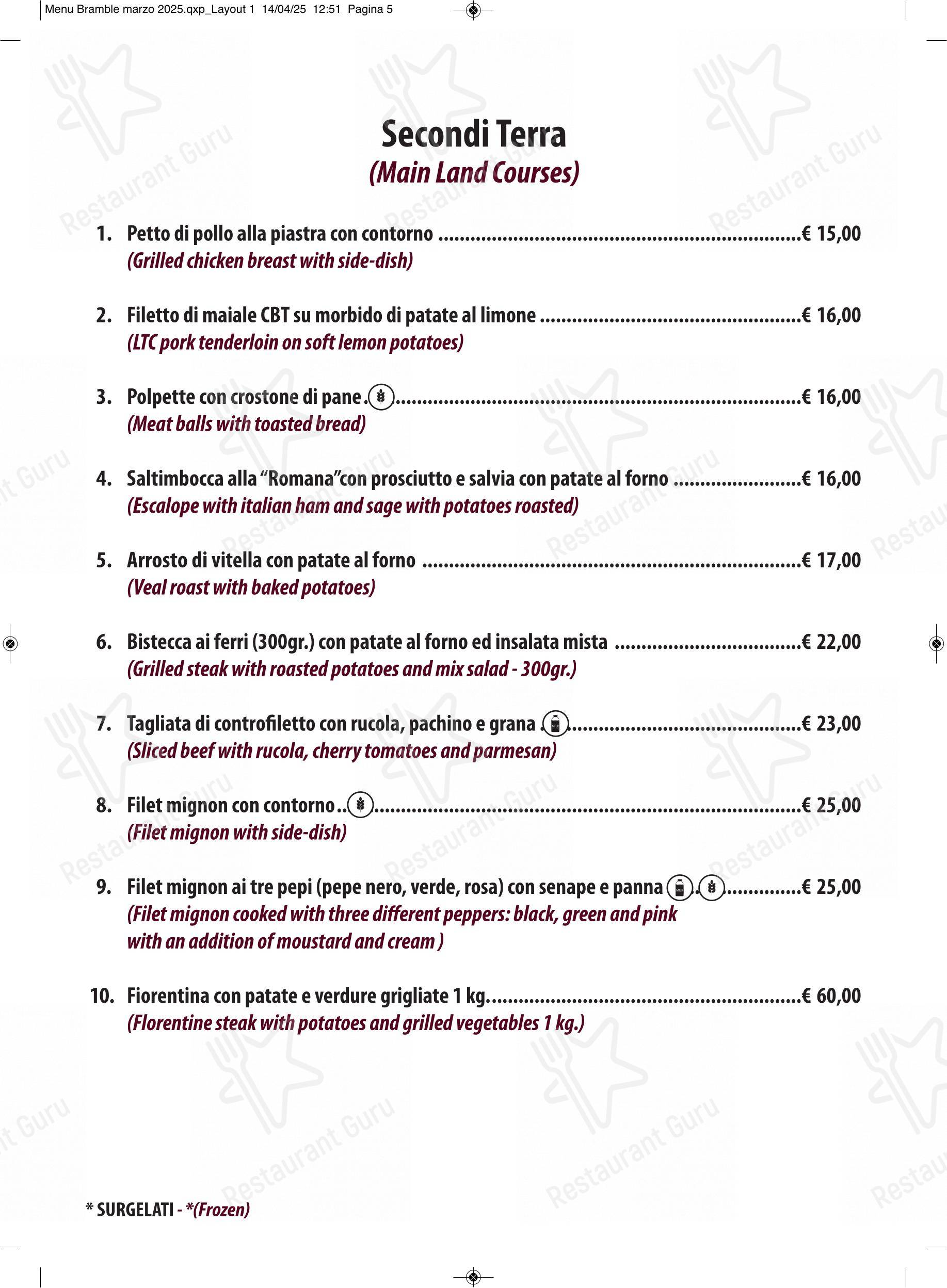 The Bramble Bar & Kitchen in Roma - Menu