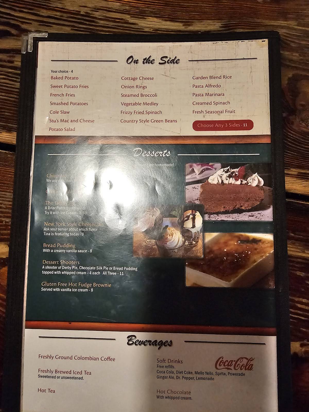 Menu at The Briar Patch Restaurant, Amherst, 883 S Main