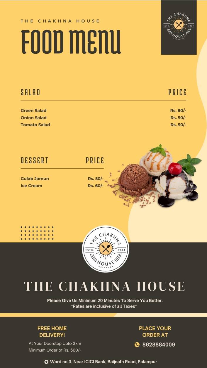 The Chakhna House menu