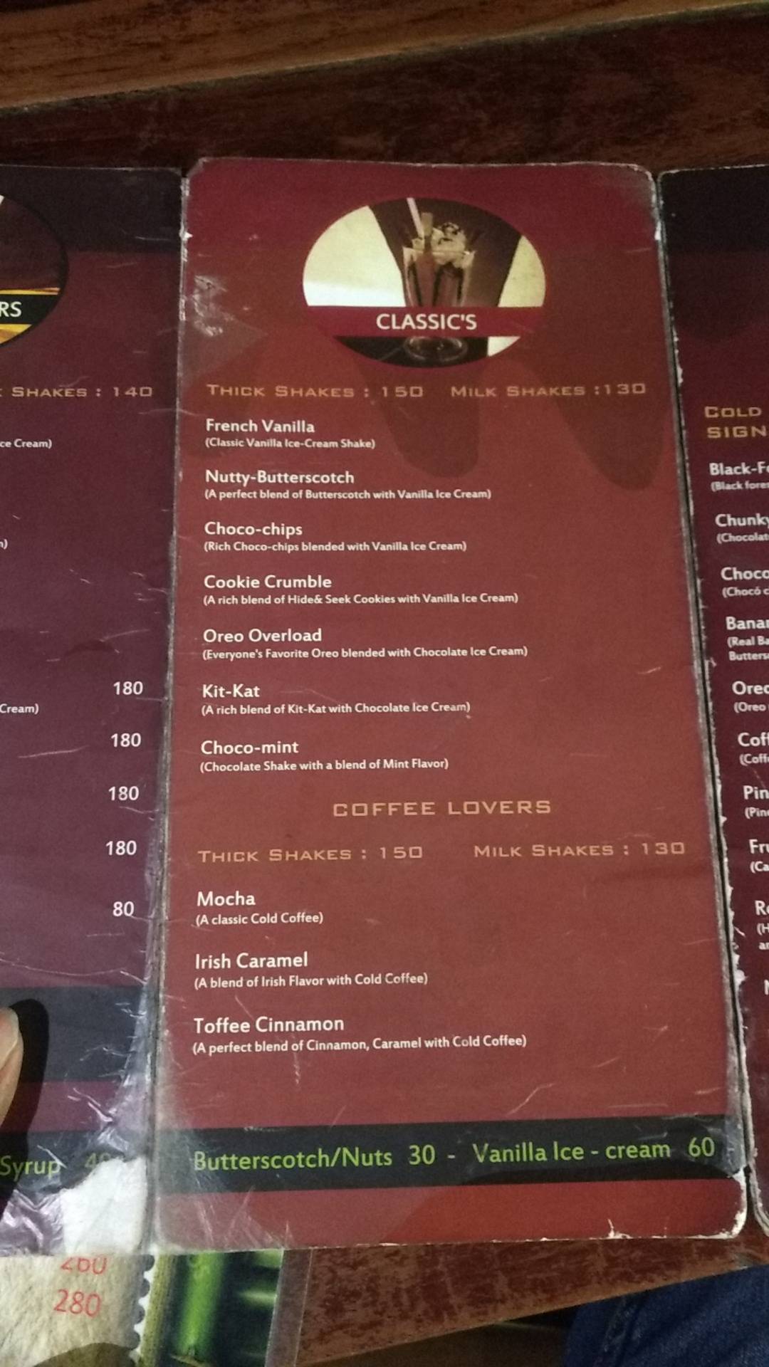 Menu at The Chocolate House, Bhubaneswar, KIIT University