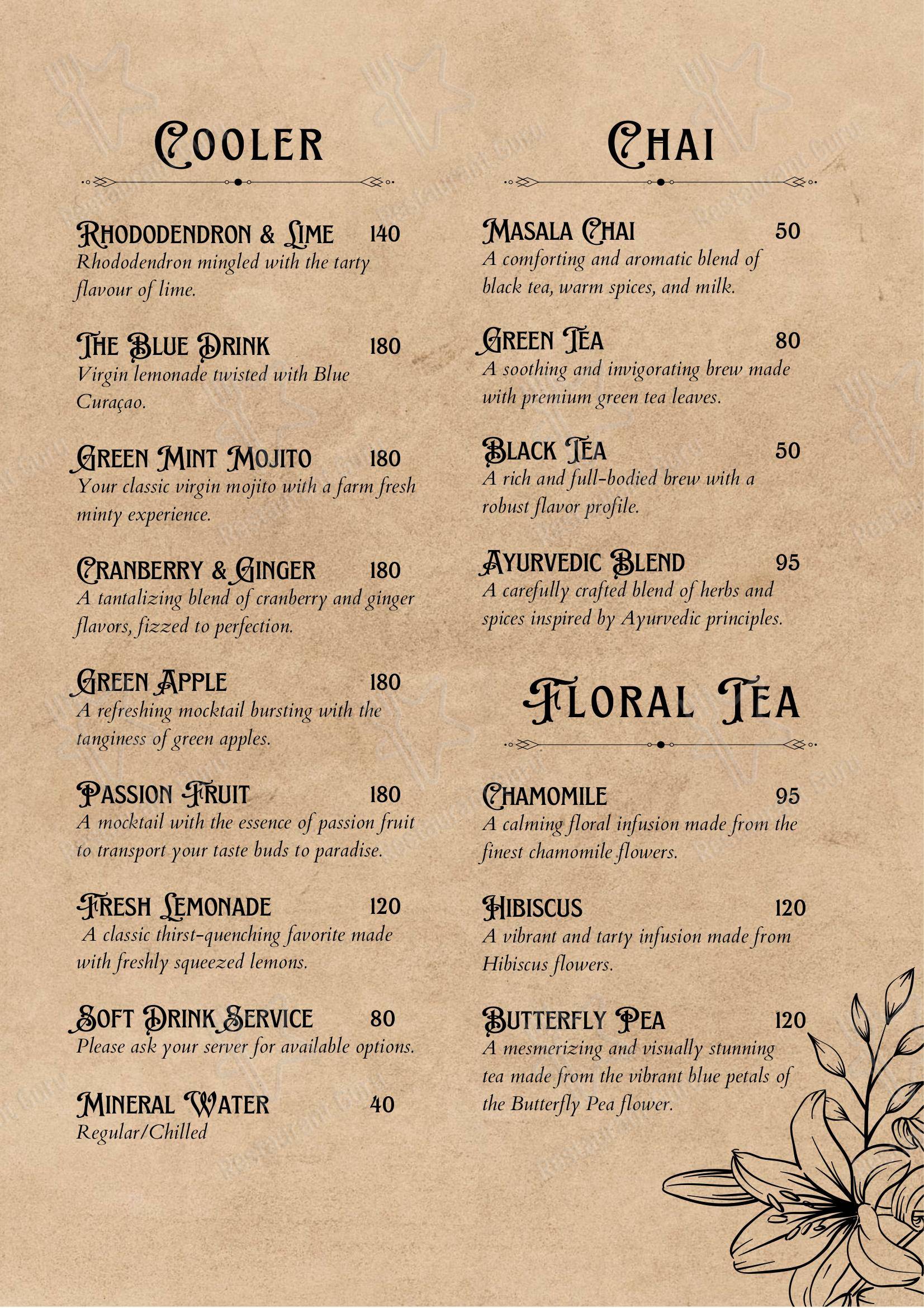 The Coffee Cellar in Majkhali - Menu