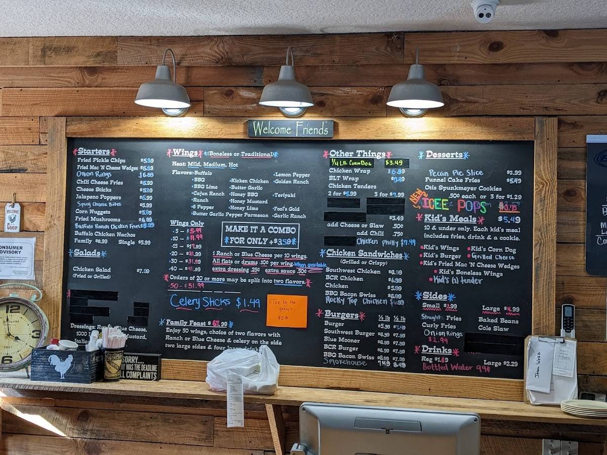 Menu at The Coop restaurant, Macclenny