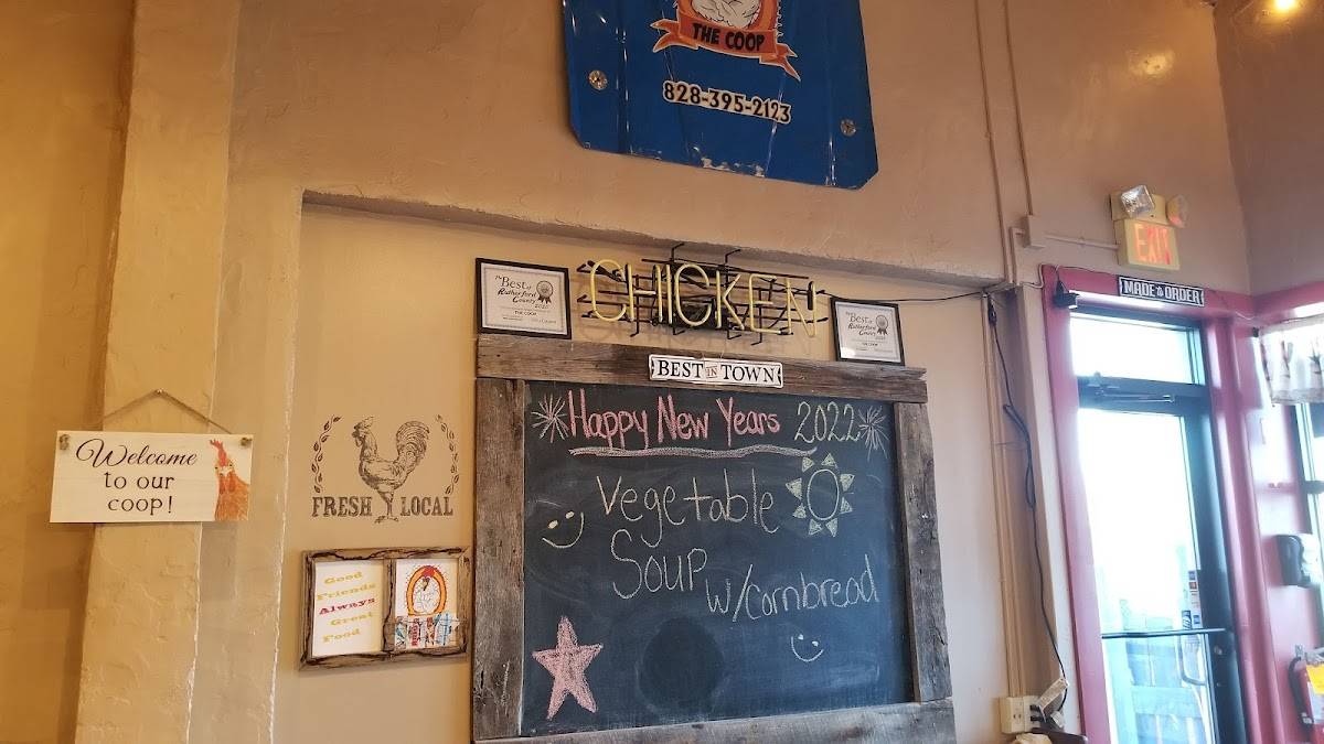 Menu at The Coop restaurant, Spindale