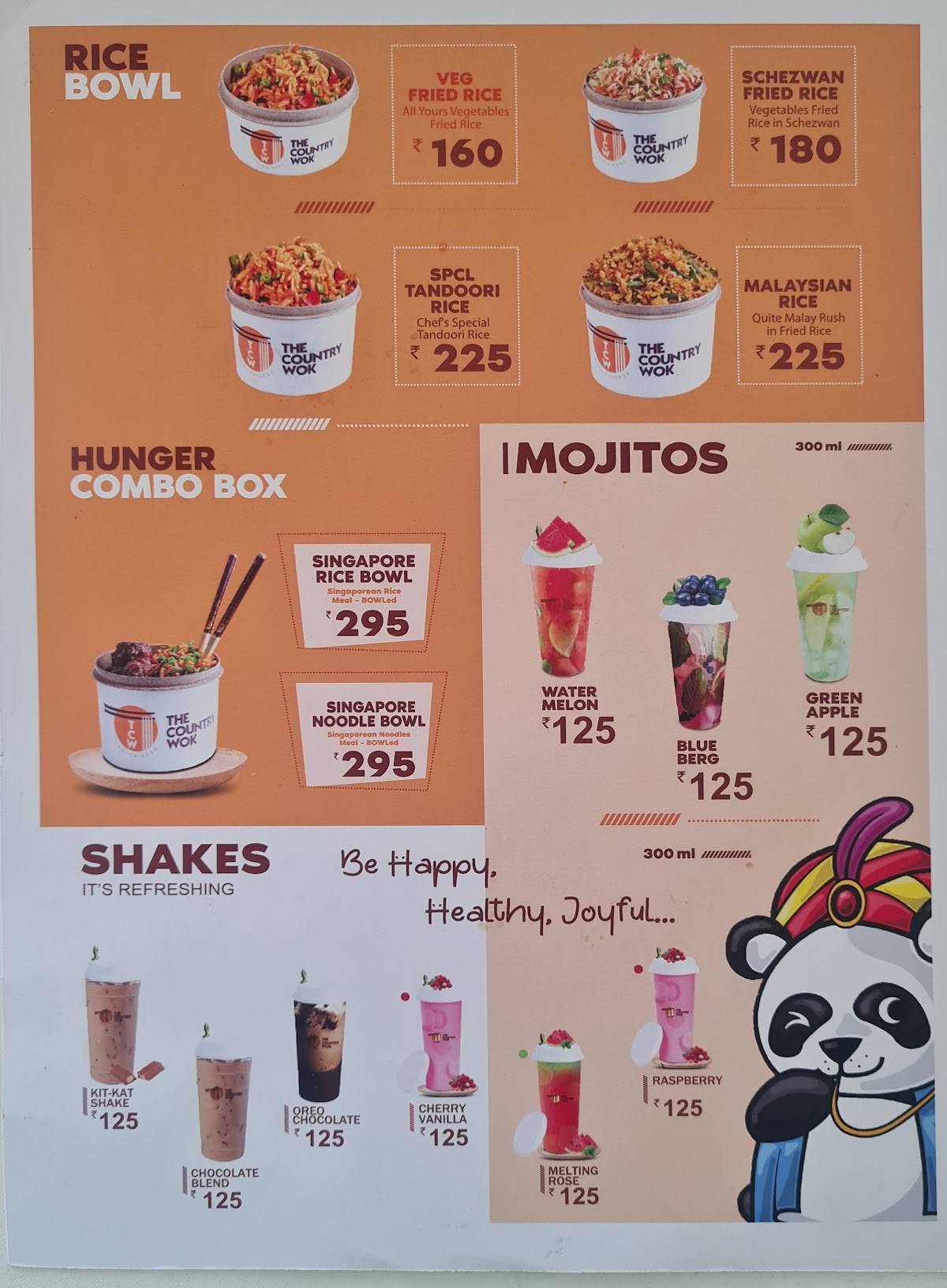 The Country Wok 56 Dukan Indore menu