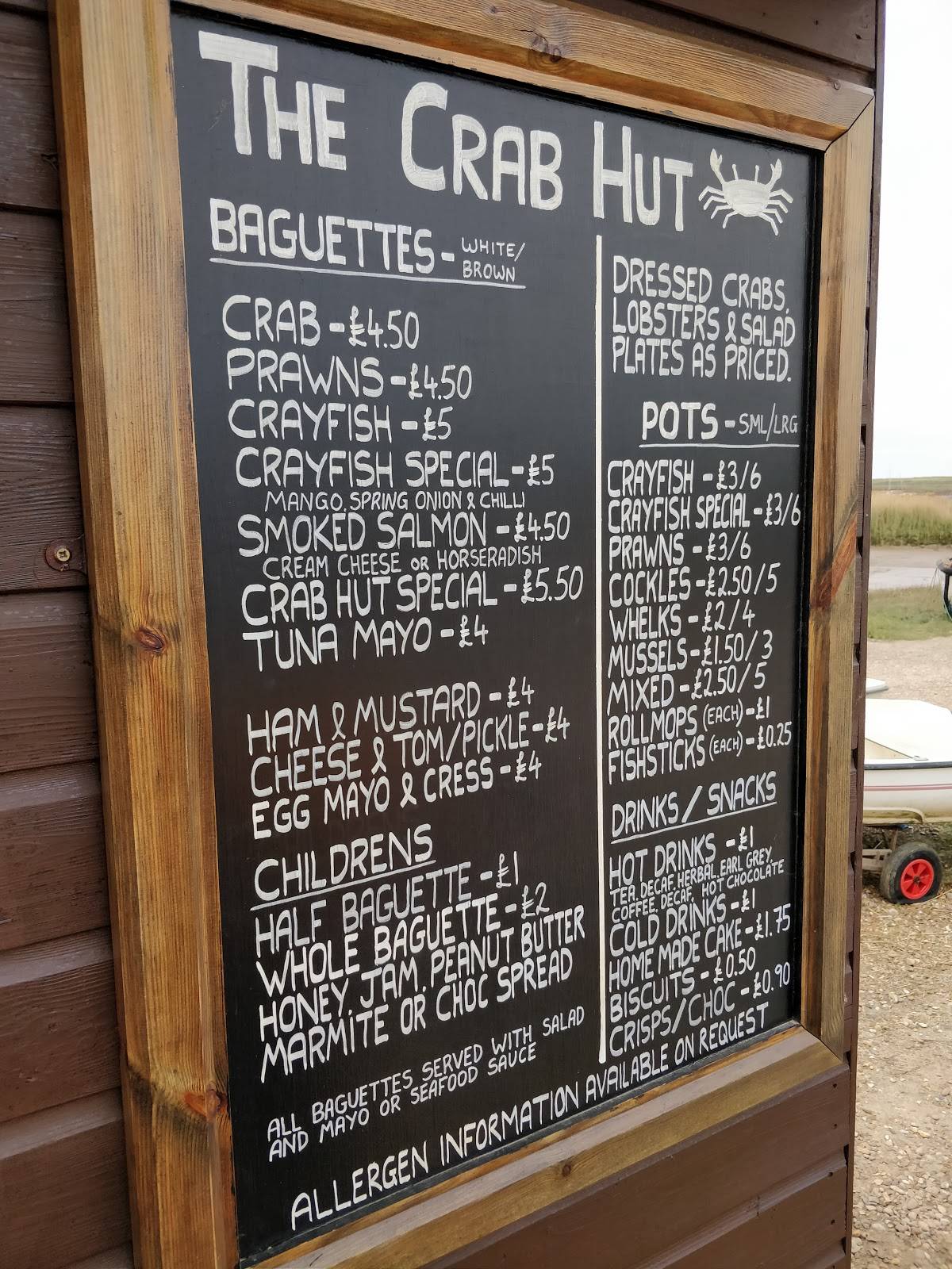 Menu at The Crab Hut restaurant, Brancaster Staithe, Harbour Way