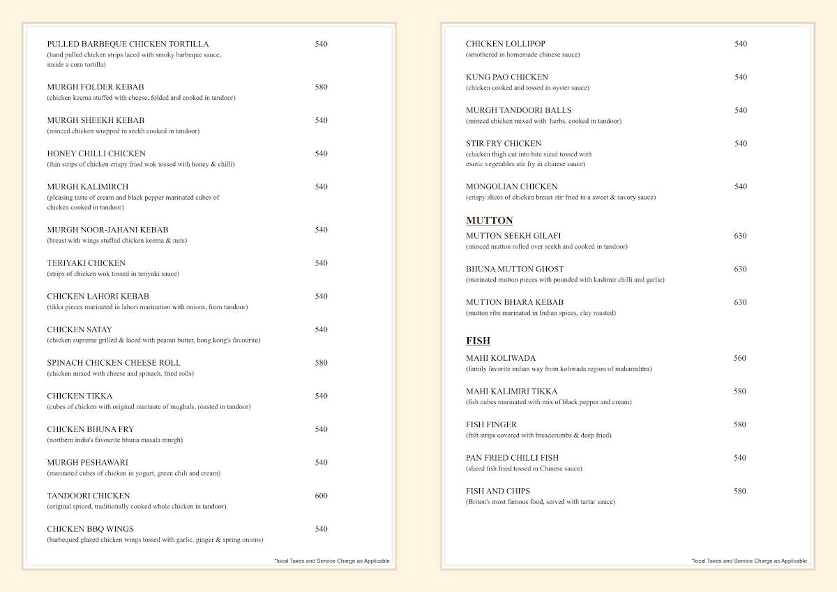 The Eighteen menu
