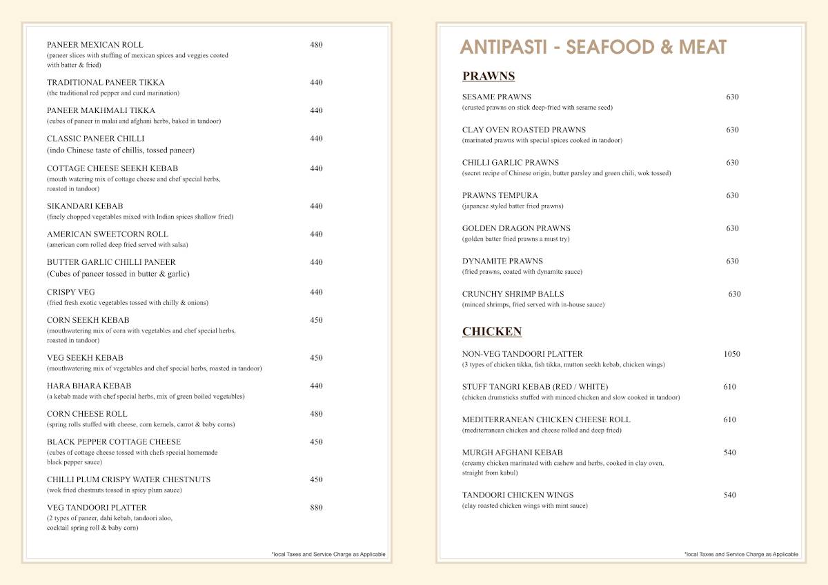 The Eighteen menu